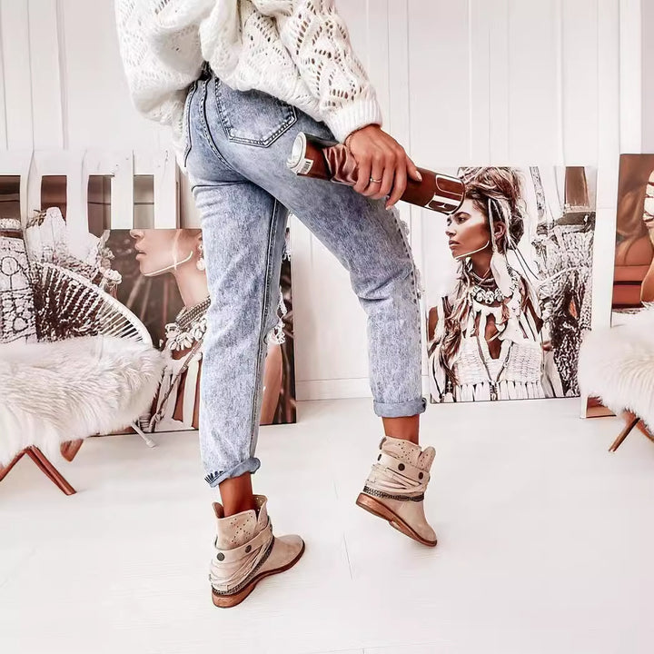Dame Boyfriend-jeans med ødelagte detaljer og høj komfortlinning Stilla