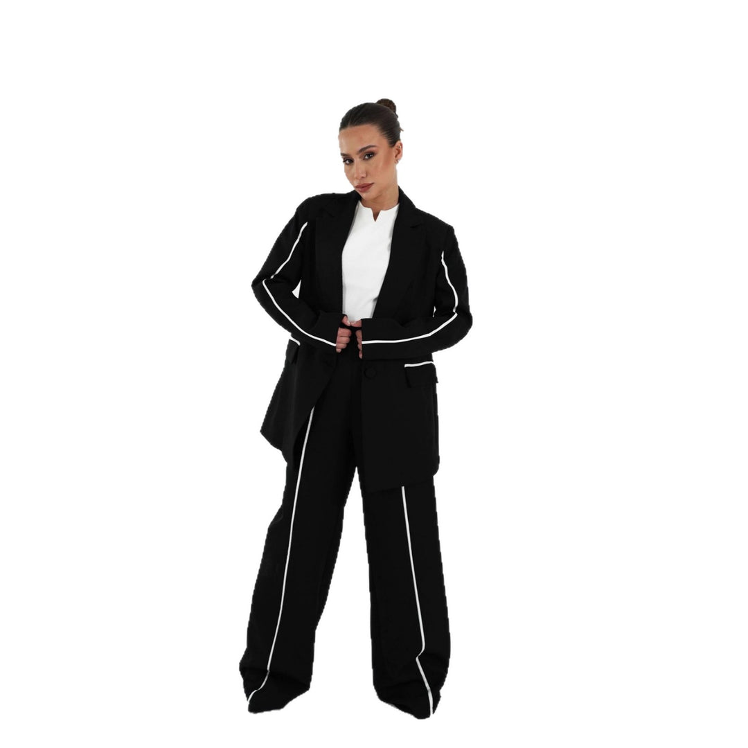 Kvinders elegante blazer sæt med fashionable kontrastdetaljer Skovae