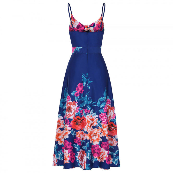 Femme Floral Print Maxi Kjole med justerbare stropper Stilla
