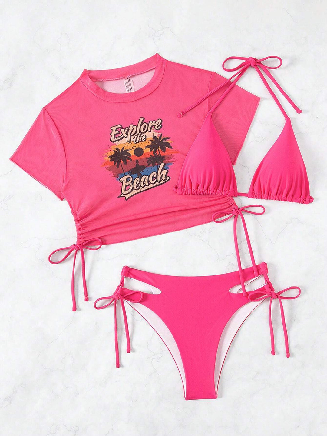 Dame sæt med crop-top og triangel-bikini Skovae