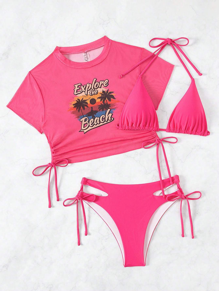 Dame sæt med crop-top og triangel-bikini Skovae