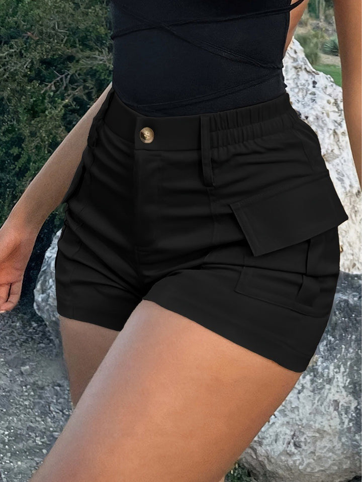 Dame Cargo-shorts med elastisk talje og praktiske sidelommer Skovae