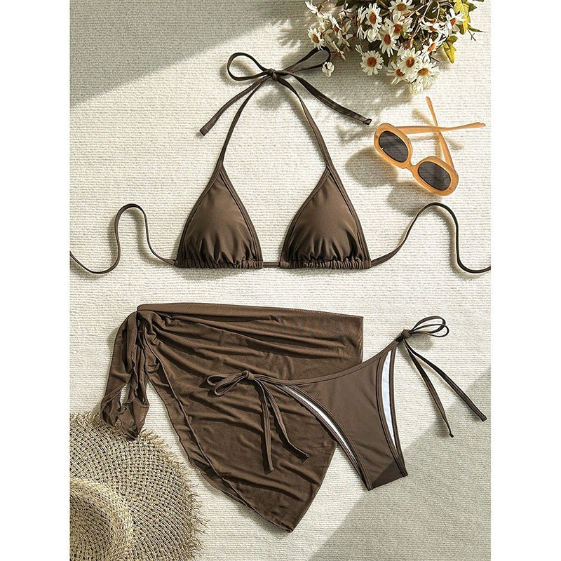 Dame Triangel-Bikini med elegant omslagstørklæde Skovae