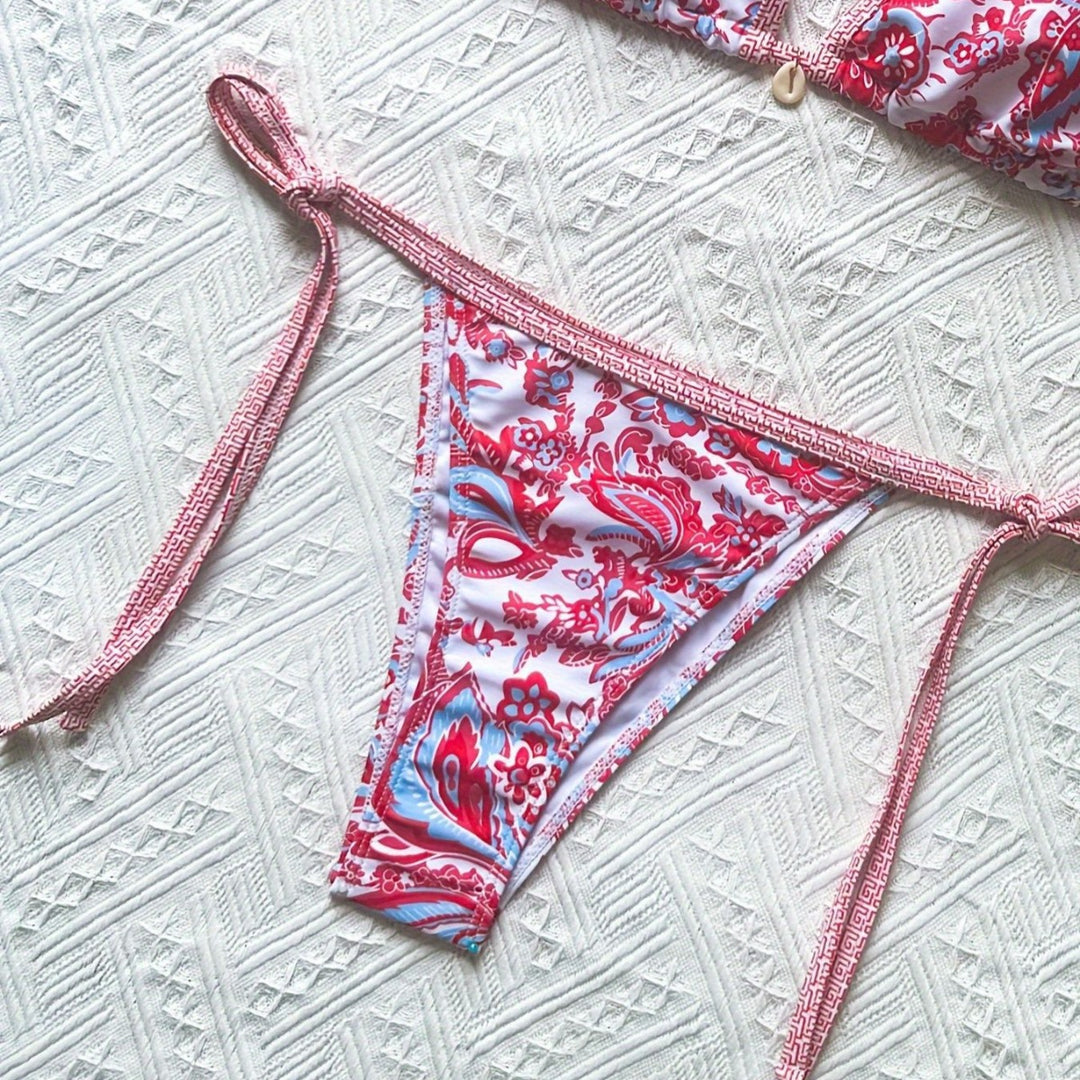 Dame Blomsterprint Trekant-Bikini-Sæt Stilla