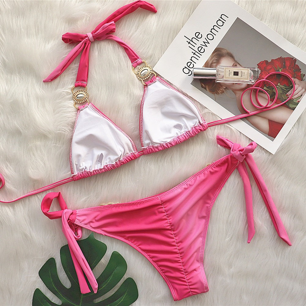 Dame Vibrant Gradient Triangle Bikini Sæt Stilla