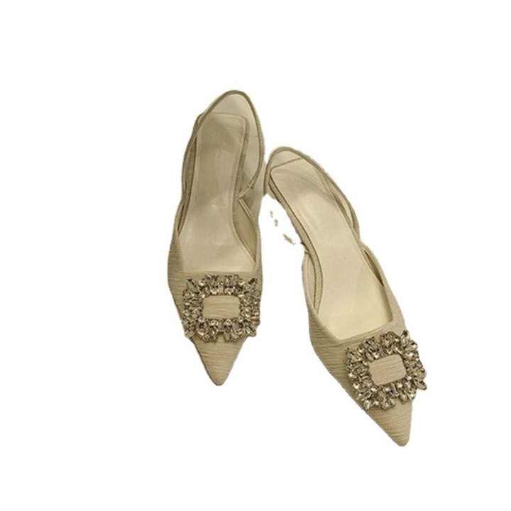 Dame spidssnit slingback-hæle med rhinestones spænde Stilla