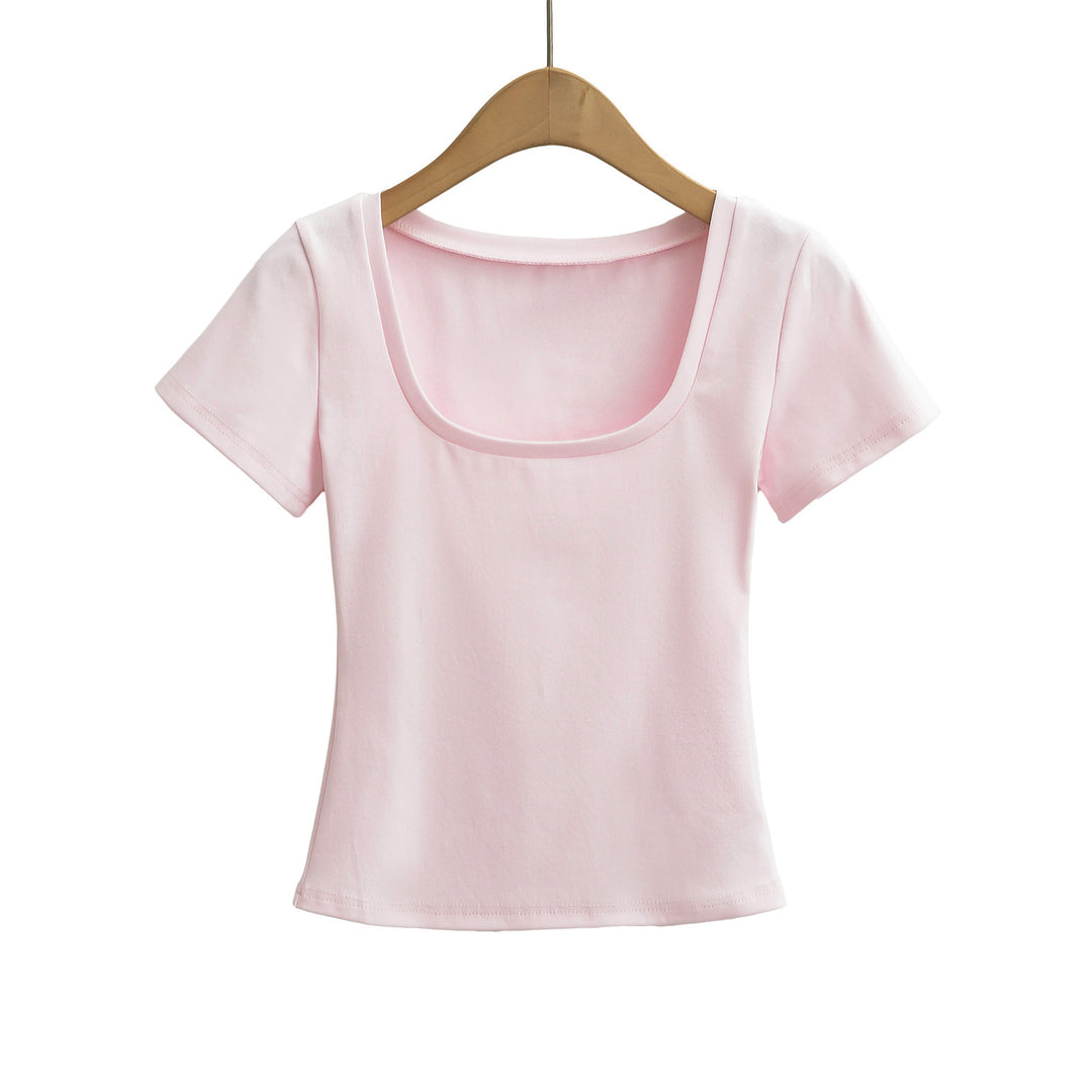 Dame tætsiddende T-shirt med rund halsudskæring og kortærmet design Stilla