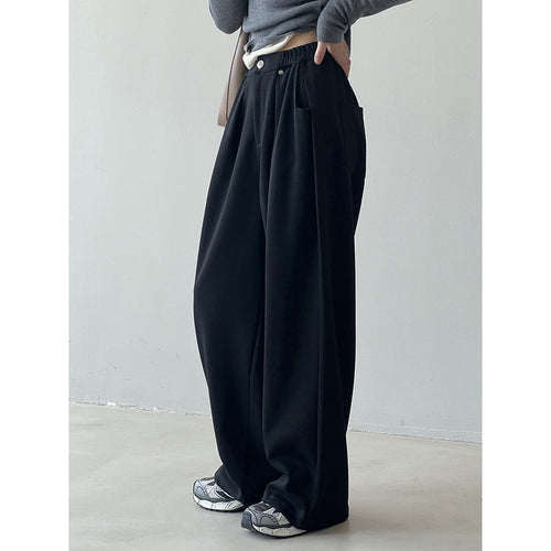 Dame elegante high-waist bukser med elastisk talje og sidelommer Stilla