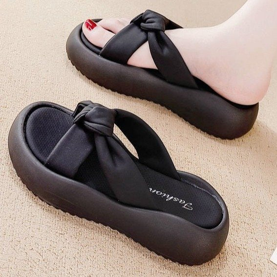 Dame plateau-sandaler med moderne sløjfe-design og skridsikker sål Stilla