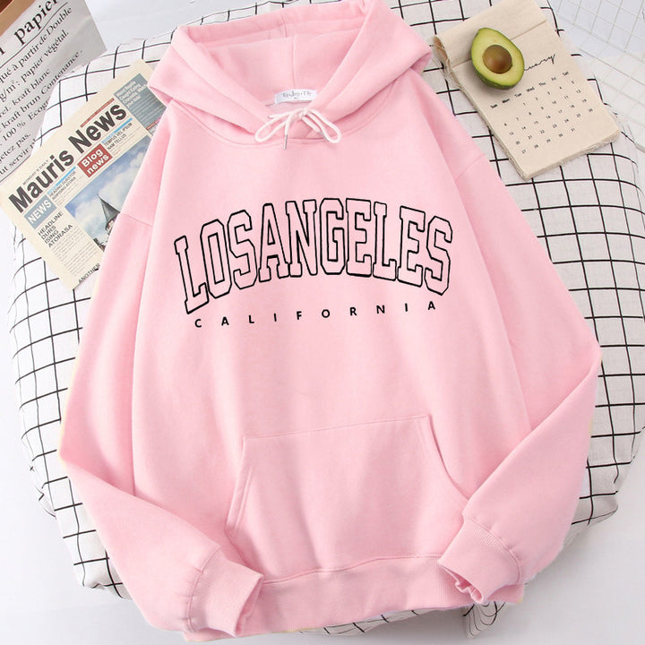 Damehoodie til kvinder med moderne Los Angeles print og løs pasform Skovae