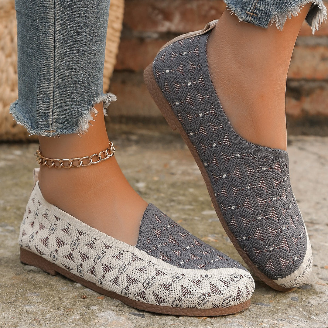 Dame Åndbare Slip-On Sko med mode Strikdesign Stilla