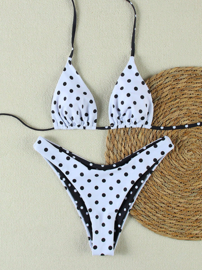 Dame Triangel-Bikini-Sæt med moderne prik-design Skovae