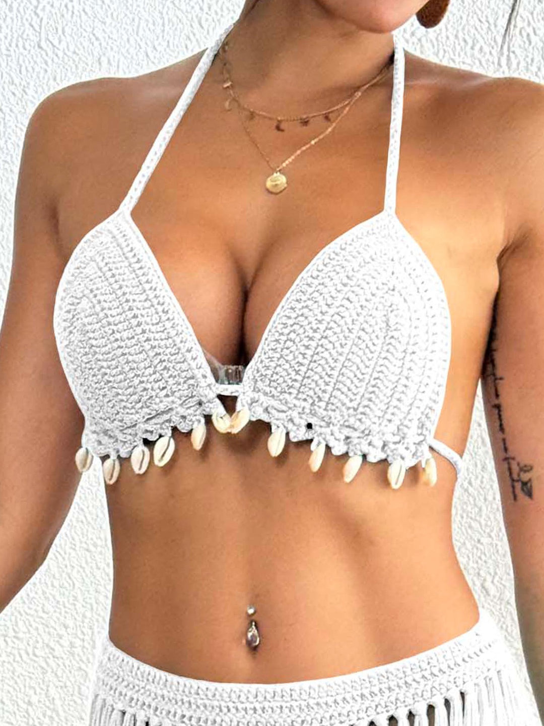 Damehæklede bikini sæt med frynse detalje Stilla
