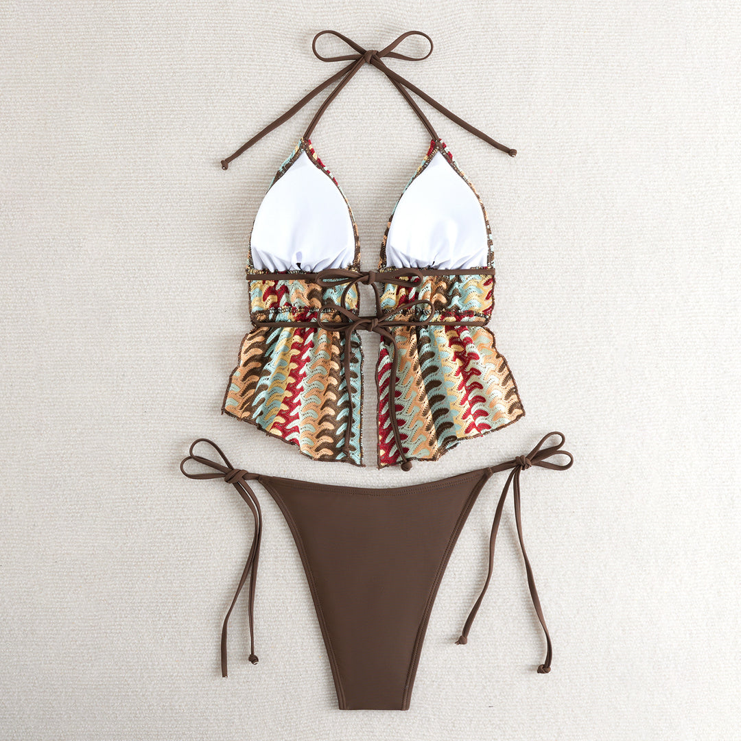 Dame Bandeau-bikini med luksuriøst volangdesign Skovae