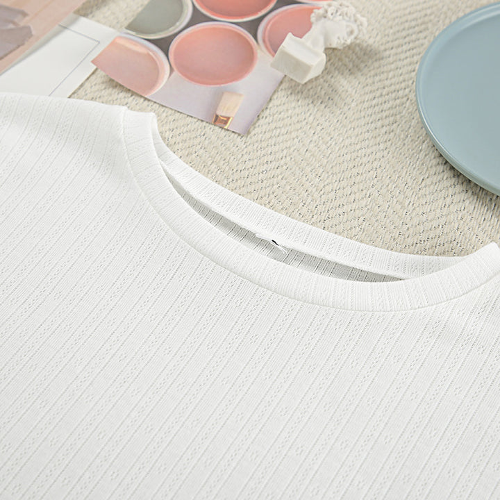 Dame Strik-Pyjama-Sæt med cropped top og vide ben Stilla