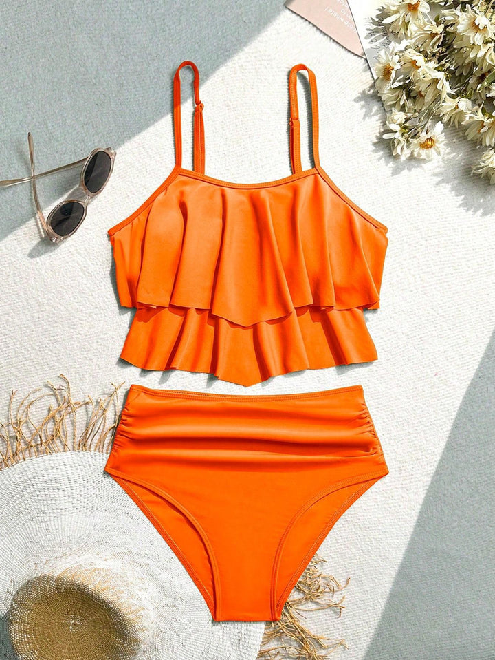 Dame bikini sæt med voluminøst flæse design Skovae