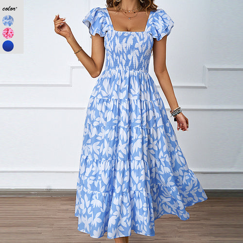 Dame-lang-maxikjole-med-elegante-volantstropper-og-foret-overdel-Stilla