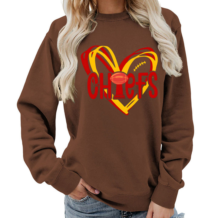 Kvinders sweatshirt med hjerte-design og kreative sportsgrafikker Stilla
