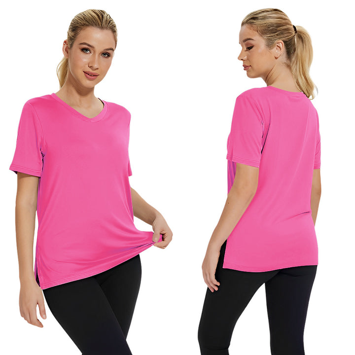 Dame Funktionelt V-Hals Sport T-shirt med åndbar teknologi Skovae