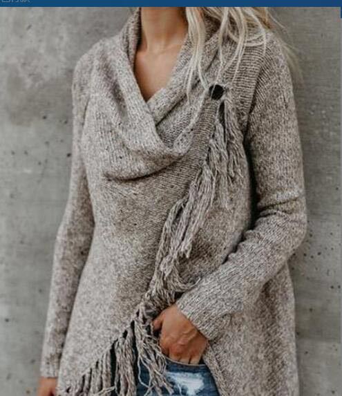 Kvindernes hyggelige poncho med frynser Stilla