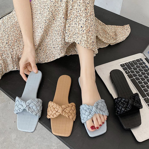Dame Kunstlæder Tåseparator-Sandaler med fletremme-udseende Stilla