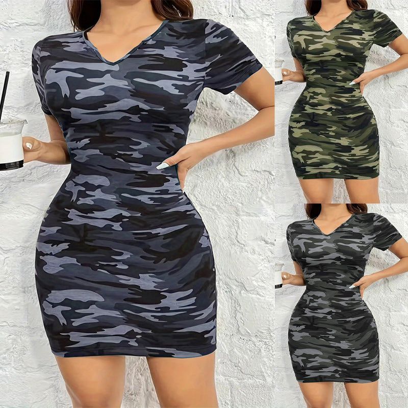 Dame Fritid Camouflage Bodycon Kjole Stilla