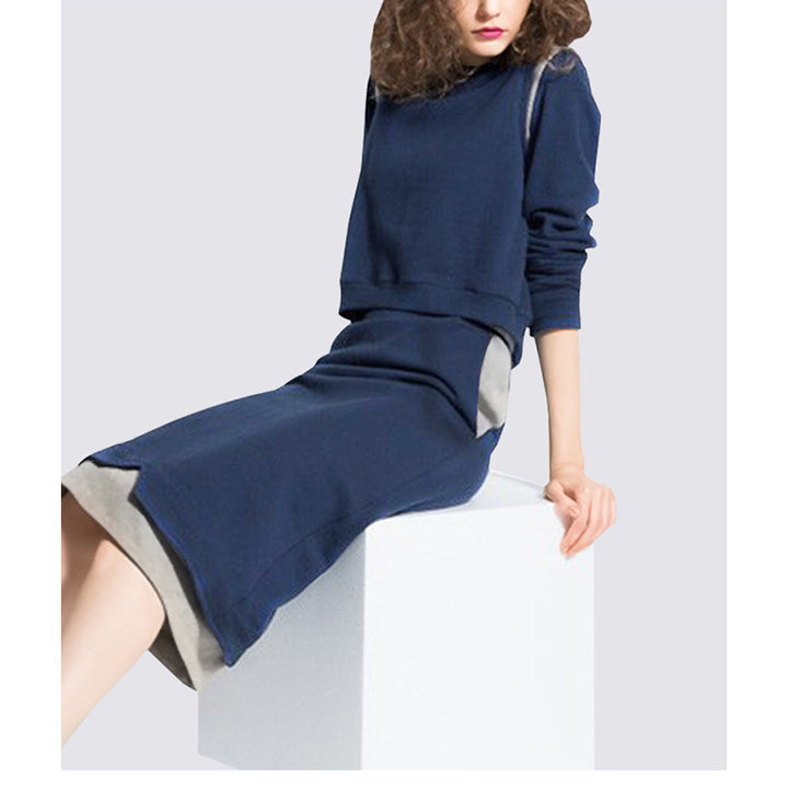 Dame afslappet sweatshirtkjole med moderne snit og stilfulde kontrastdetaljer Stilla