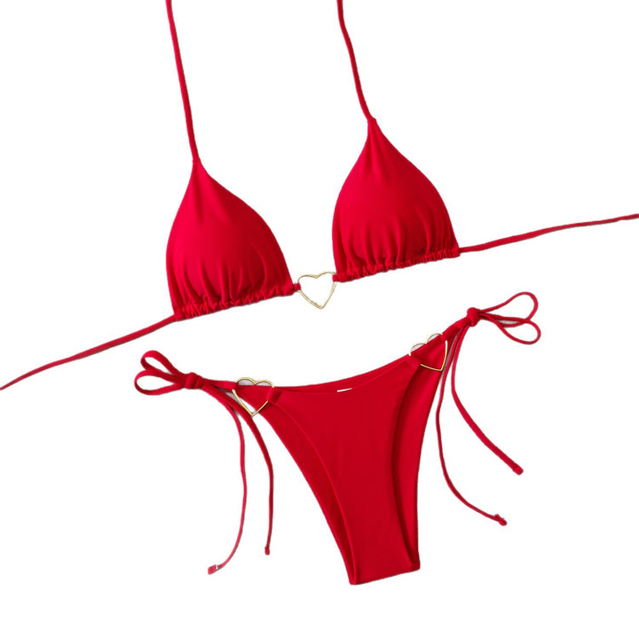 Dame trekant-bikini med stilfulde hjerte-accenter Skovae
