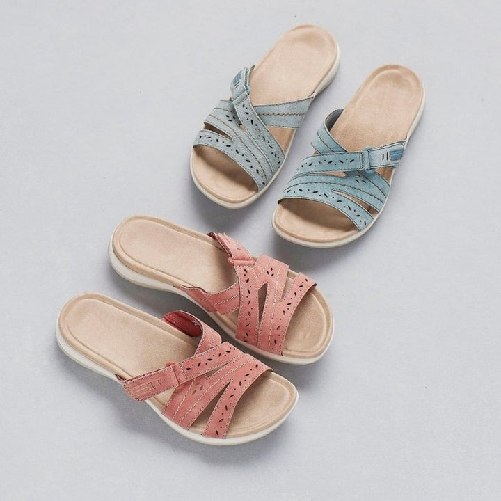 Dame komfortable slippersandaler med justerbare remme og ergonomisk fodseng Stilla