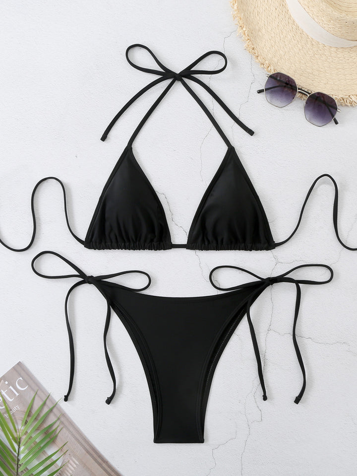 Dame Triangle Tie-Front Bikini Sæt Stilla