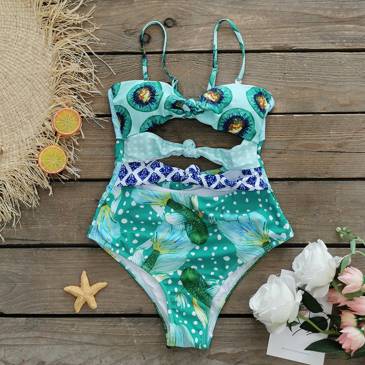 Dame bikini-sæt med innovativt knudedesign og højt snittet taljehygge Stilla