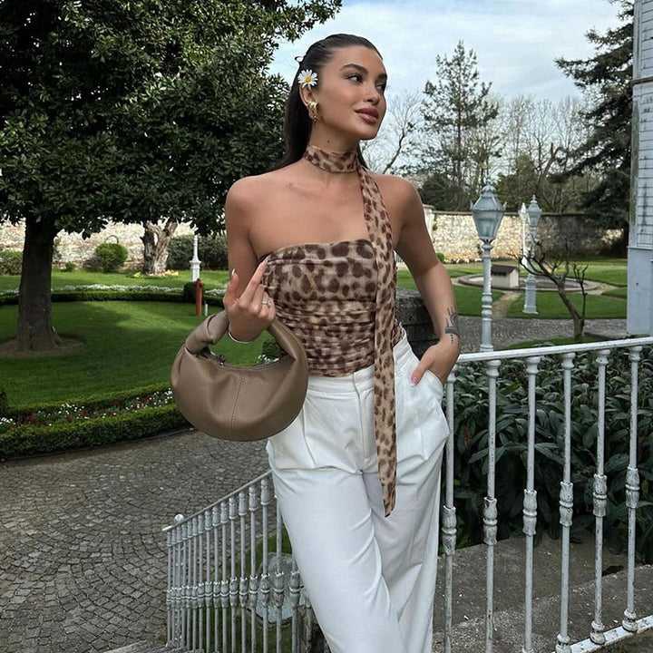Damer Elegant Wrap Top med asymmetrisk skæring og ruffle detaljer Skovae