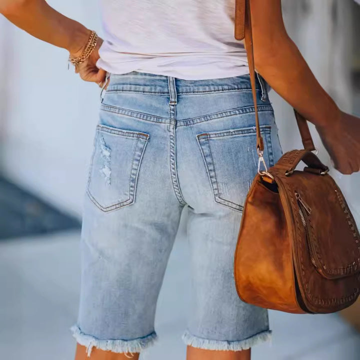 Dame Ødelagt Denim-Shorts Stilla