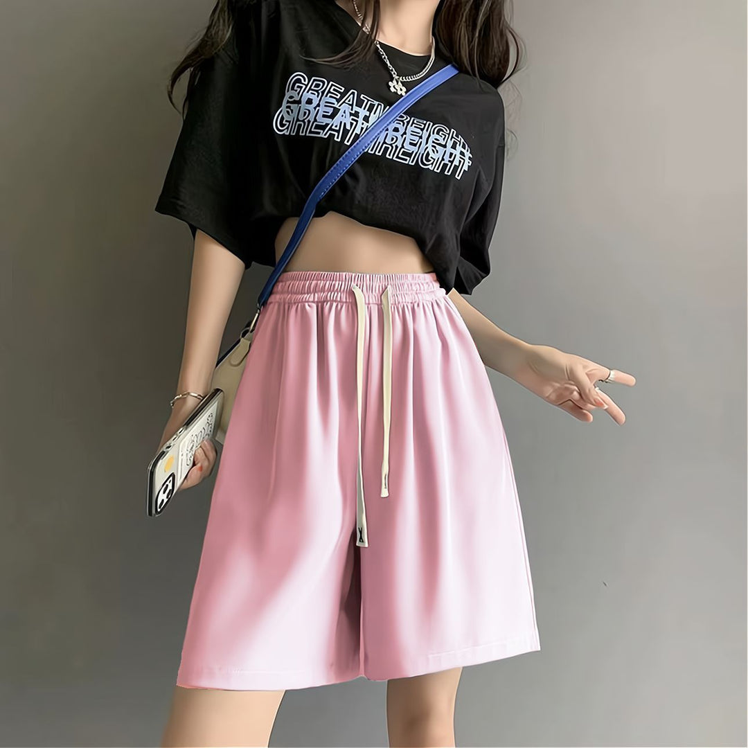 Kvinders casual sports shorts med elastisk talje og praktiske sidelommer