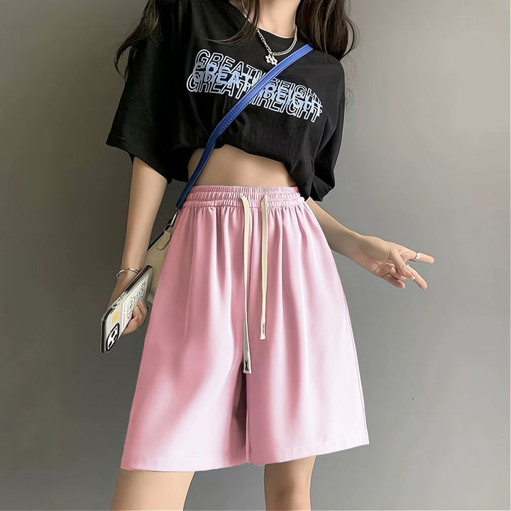 Kvinders casual sports shorts med elastisk talje og praktiske sidelommer