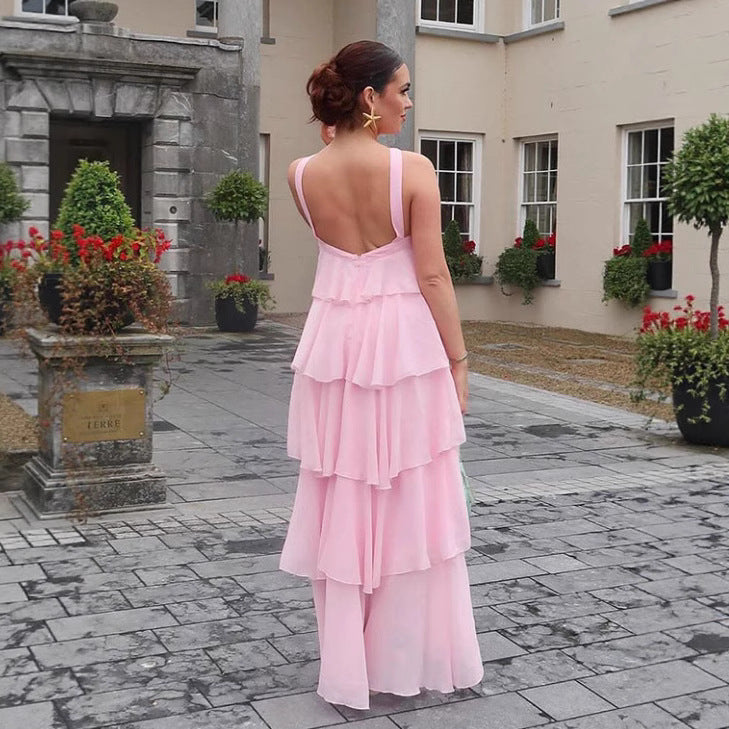 Femme Lagdelt Chiffon Maxi-Kjole Stilla