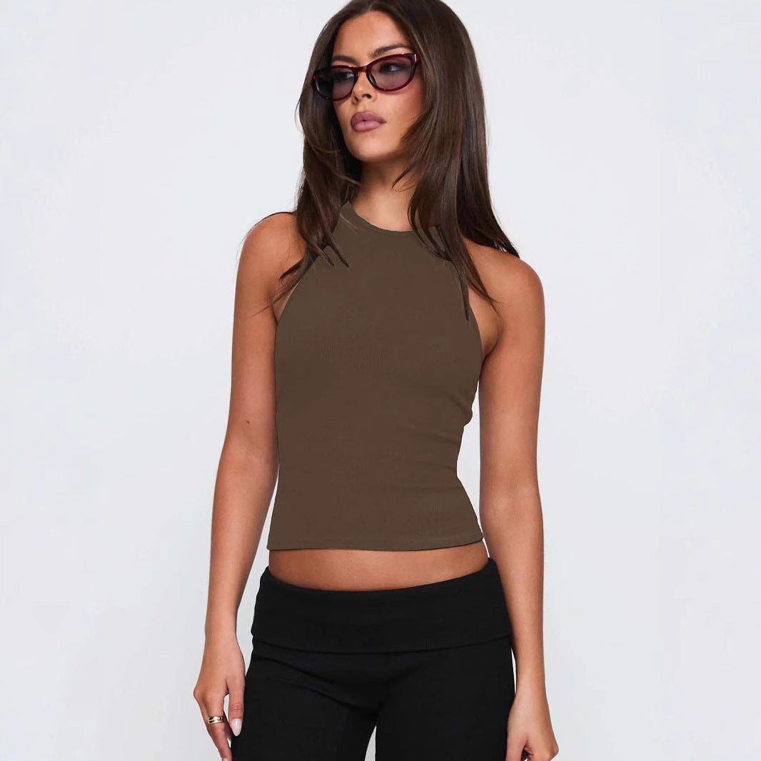 Dame Sporty Tanktop med højtstående design og elastisk ribstruktur Stilla