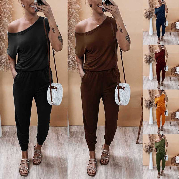 Dame Off-Shoulder Jumpsuit med elastisk liv og afslappet snit Stilla