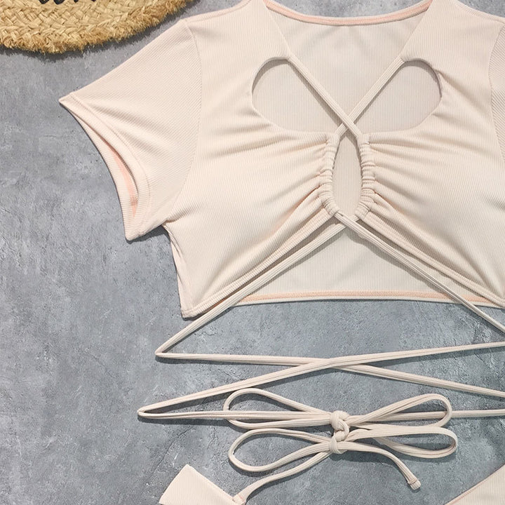 Damer Glitrende Cut-Out Badedragt med Krydsstropper Stilla