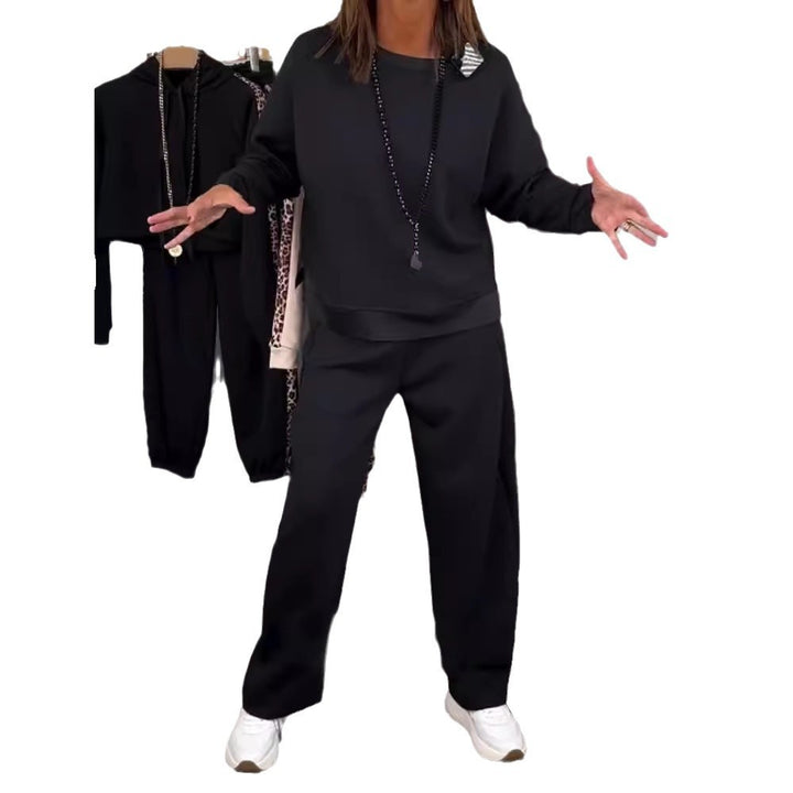 Dame nan Oversize-jogging-sæt med kasseformet sweatshirt og bred palazzo-bukser med dekorativt sidelært bånd Skovae