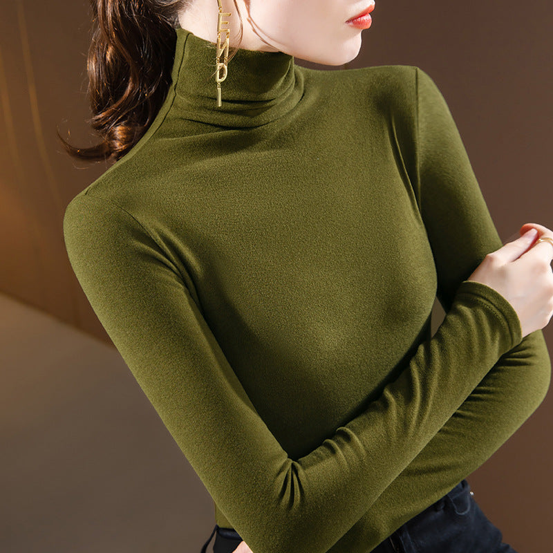 Dame Langeærmet Turtleneck-Oberteil af blødt stretchmateriale med figurslankende snit Stilla