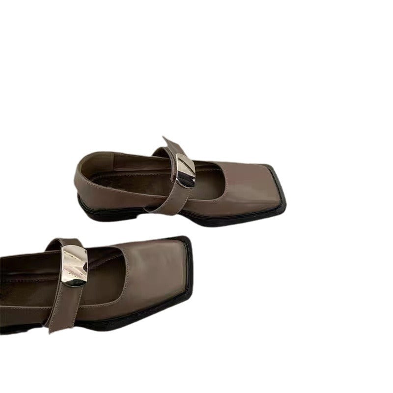 Dame Ballerinas med firkantet tåparti og metalaccent Stilla