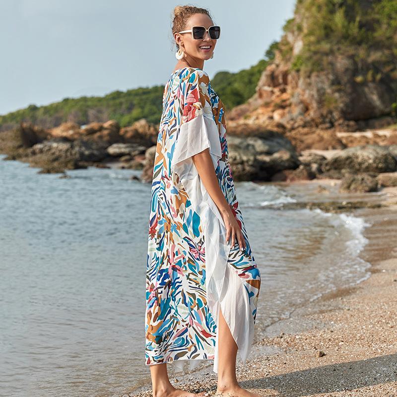 Damer elegant strandkjole med moderne flora mønster Stilla