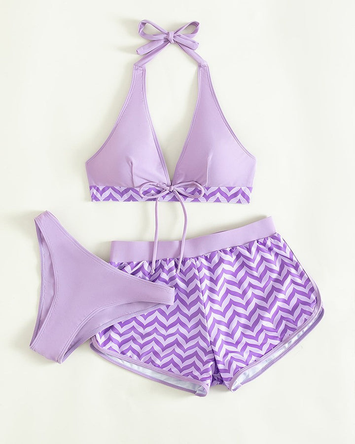 Dame bikini-sæt med dyb v-hals og sporty high-waist trusse Stilla