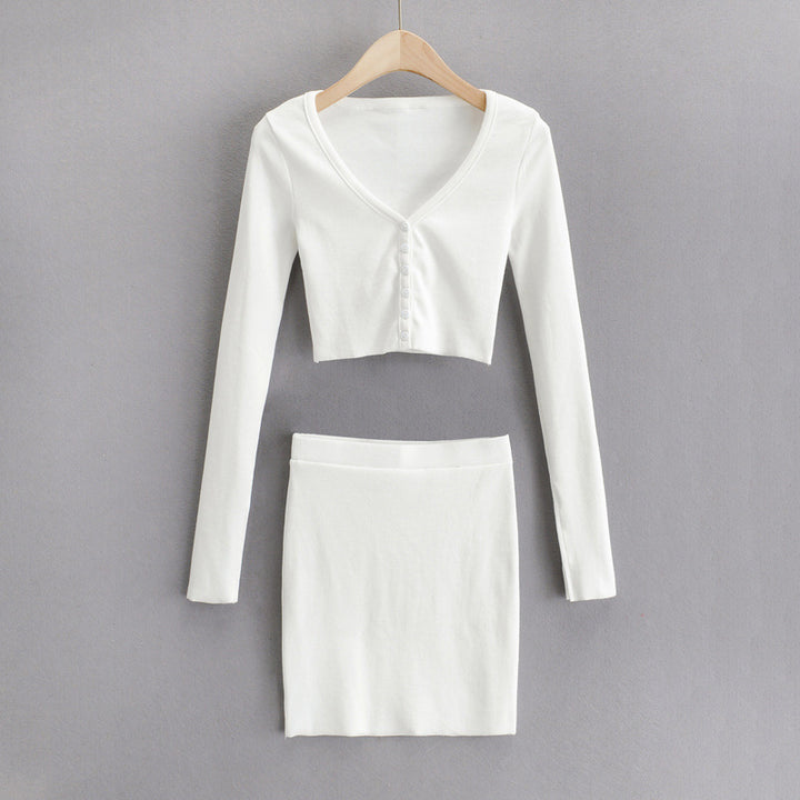 Dame Crop-Top og Nederdel Sæt i elegant Design Stilla