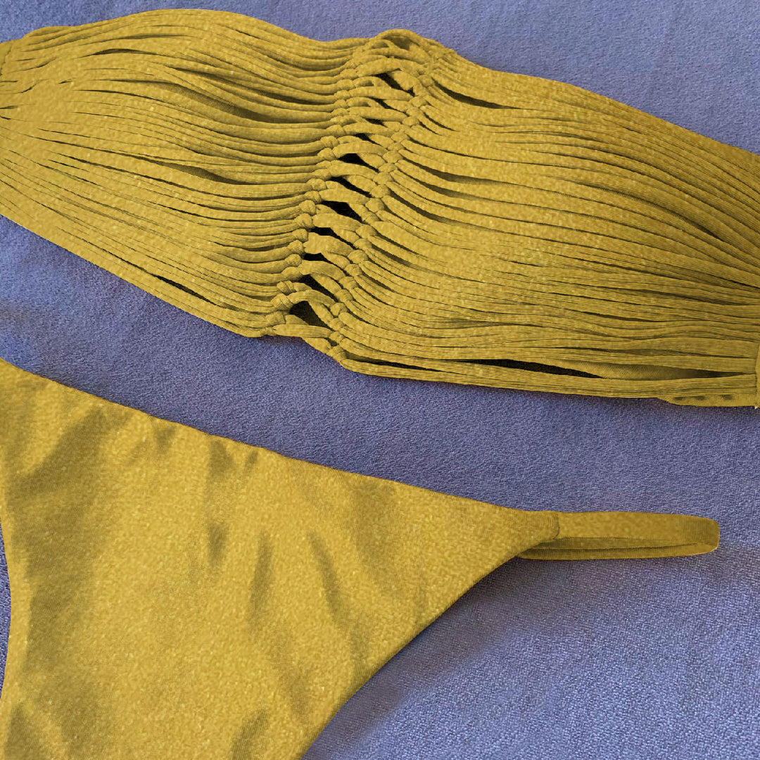 Dame Bikini-sæt med innovativ snøredesign og elastiske stropper Stilla
