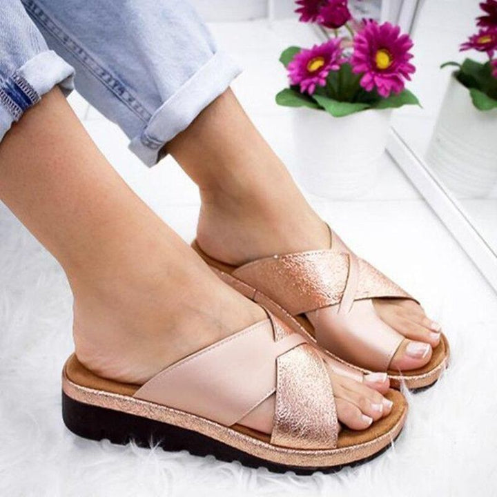 Dame moderigtige slippers med glitrende accenter og skridsikker sål Stilla