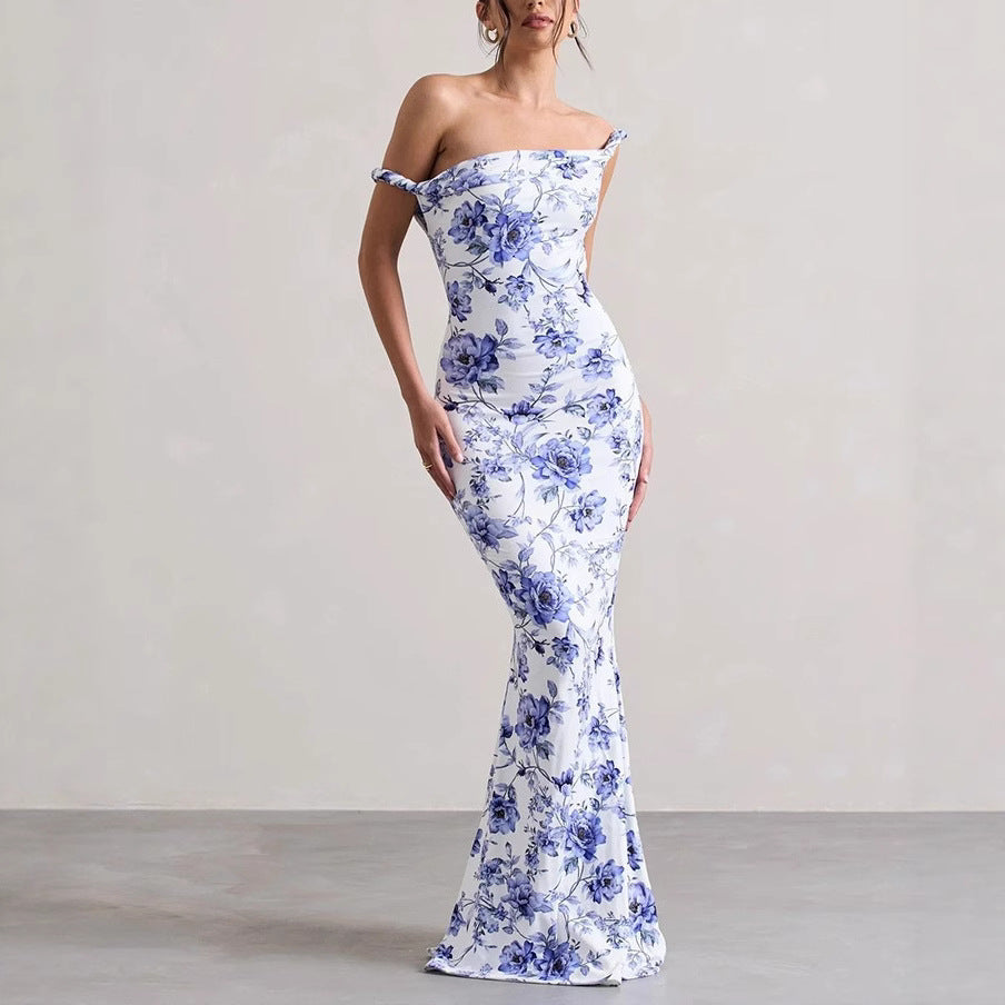 Dame Off-Shoulder Leopardmønster Maxi Kjole Stilla