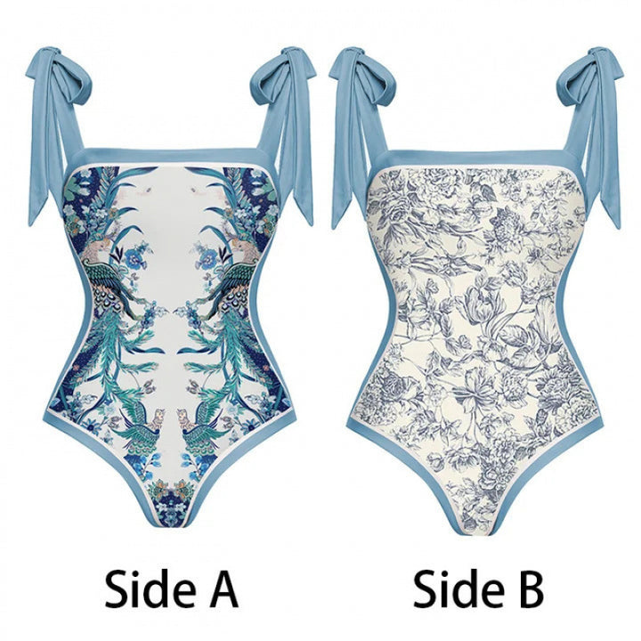 Dame badedragt sæt med elegant blomsterdesign og matchende strandbuks Skovae