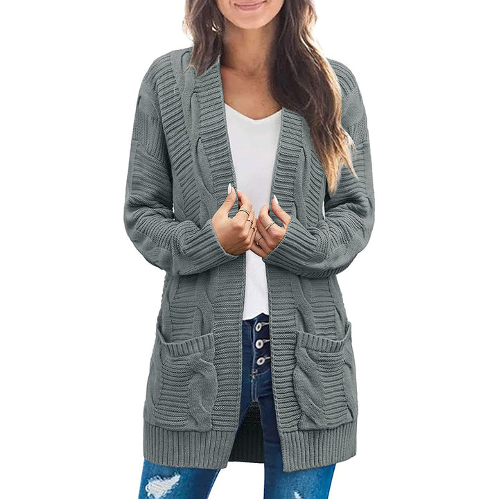 Kvinders chunky strik cardigan med lommer og struktureret stiklook Stilla